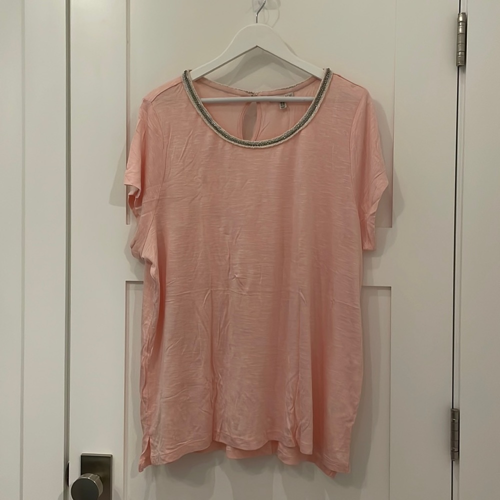 Pale Pink 3X with rhinestone jeweled/fringe neck
